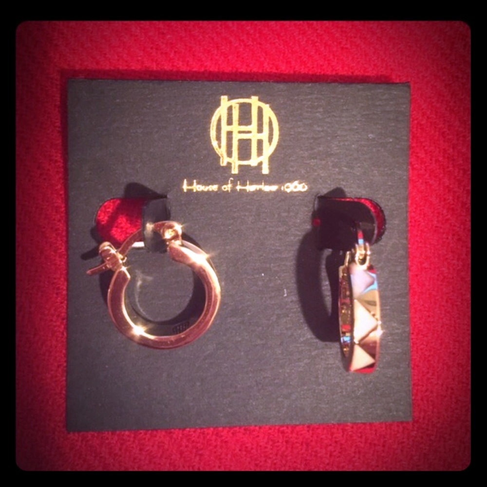 House of Harlow 1960 enamel Huggie earrings